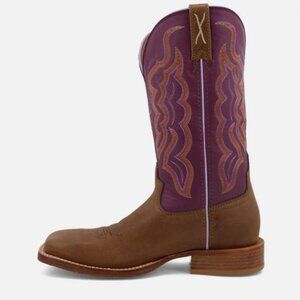 TWISTED X 11" Tech X leather square toe Western boots brown/purple 7.5